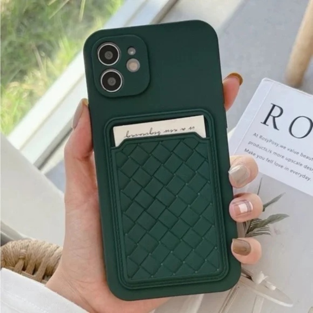 Elegant Dark Green Phone Case with Card Holder